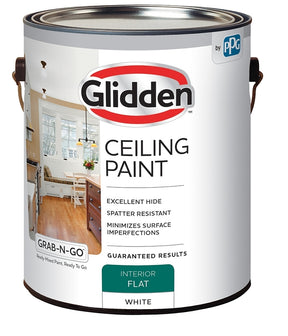 Glidden Grab-N-Go 2070T/01 Ceiling Paint, Flat, White, 1 gal, Latex Base, Pack of 4