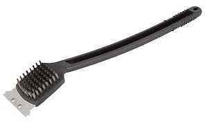 Omaha JJ18600 Grill Brush, 2-1/8 in L Brush, 2 in W Brush, Stainless Steel Bristle, Plastic Handle, 18 in L