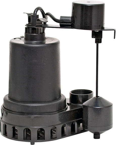 Superior Pump 92372 Sump Pump, 48 gpm, 4.1 A, 120 V, 0.33 hp, 1-1/2 in Outlet, Thermoplastic