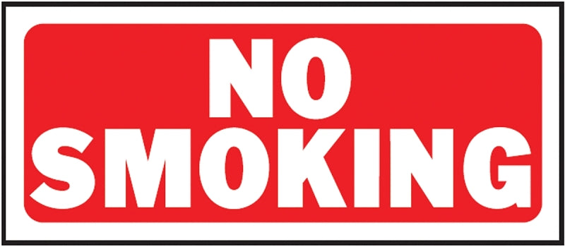 Hy-Ko 23003 Fence Sign, Rectangular, NO SMOKING, White Legend, Red Background, Plastic, 6 in H x 14 in W Dimensions, Pack of 5