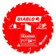 Diablo D0724W Circular Saw Blade, 7-1/4 in Dia, 5/8 in Arbor, 24-Teeth, Carbide Cutting Edge, Pack of 10