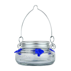 Nature's Way MJF1 Bird Feeder, Mason Jar, 6 oz, Nectar, 4-Port/Perch, Glass/Stainless Steel, 2-1/2 in H