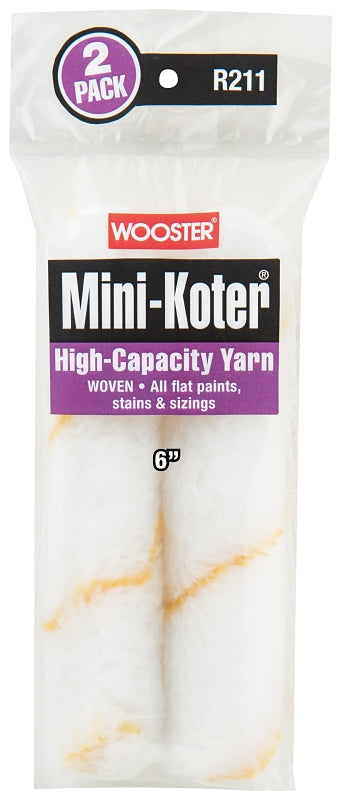 Wooster R211-6 High-Capacity Yarn Mini Roller Cover, 6 in L, Fabric Cover, 2/PK