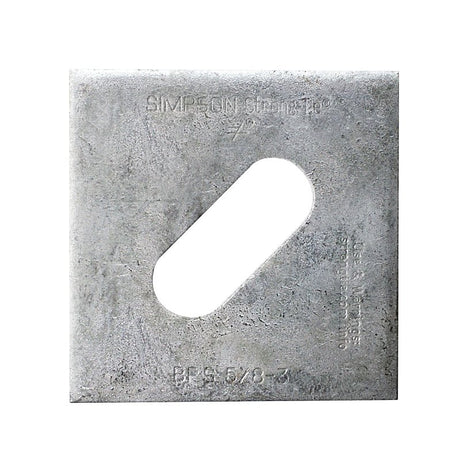 Simpson Strong-Tie BP Series BPS 5/8-3HDG Bearing Plate, 3 in L x 3 in W Dimensions, 3 ga, Steel, Hot-Dipped Galvanized, Pack of 50