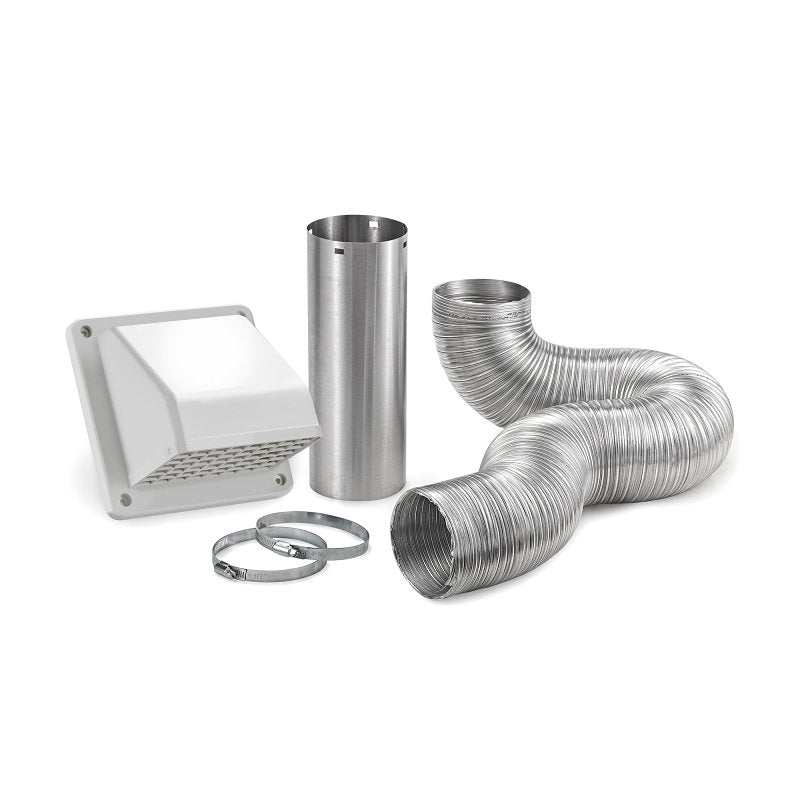 Lambro 1375W-R Wall Hood Vent Kit, Plastic, White, Includes: (2) 4 in Metal Worm Gear Clamps