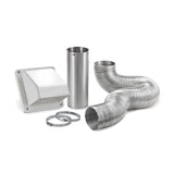 Lambro 1375W-R Wall Hood Vent Kit, Plastic, White, Includes: (2) 4 in Metal Worm Gear Clamps