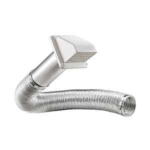 Lambro 1375W-R Wall Hood Vent Kit, Plastic, White, Includes: (2) 4 in Metal Worm Gear Clamps