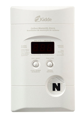 Kidde 900-0076-05 Carbon Monoxide Alarm, 10 ft, +/-30 % Accuracy, 4 to 15 min Response, Digital Display, Wall