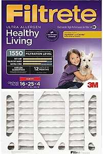 Filtrete NDP01-4S-4 Air Filter, Electrostatic, 4 in Thick, 25 in L, 16 in W, 12 MERV, 1550 MPR, 4/PK, Pack of 4