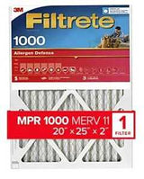 Filtrete Allergen Defense Series NADP03-2IN-4 Air Filter, 25 in L, 20 in W, 11 MERV, 1000 MPR, Polypropylene Frame, Pack of 4