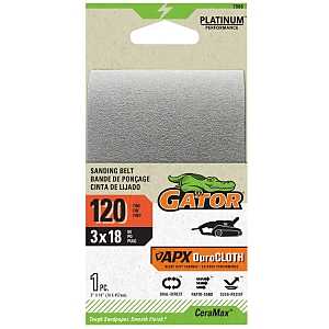 Gator 7086 Portable Sander Belt, 3 in W, 18 in L, 120 Grit, Ceramic Abrasive