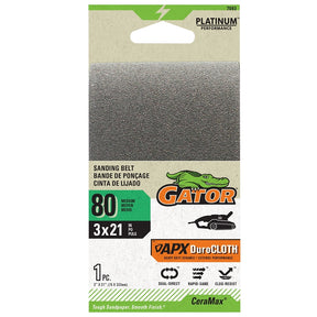 Gator 7093 Portable Sanding Belt, 3 in W, 21 in L, 80 Grit, Ceramic Abrasive