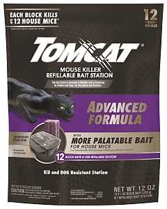 Tomcat 0372905 Mouse Killer Refillable Bait Station, Purple/Violet, 12/PK