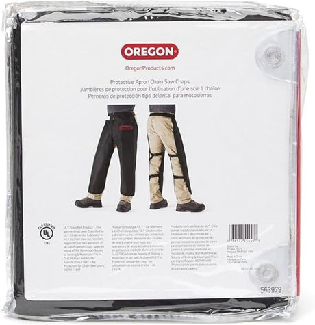 Oregon 563979 Protective Chaps, 46 in Waist, 36 in L, Black