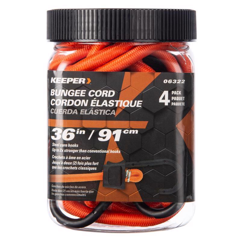 Keeper Black/Orange Bungee Cord 36 in. L X 0.374 in. 1 pk