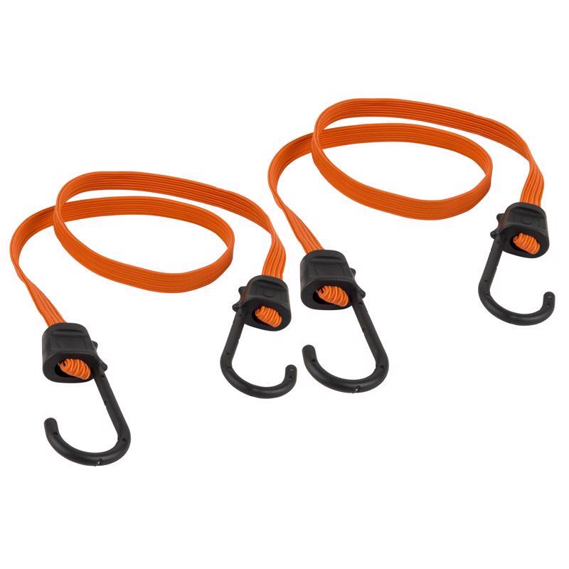 Keeper Orange Flat Bungee Cord 36 in. L X 0.315 in. 2 pk