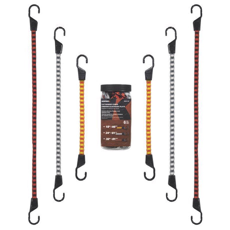 Keeper Assorted Flat Bungee Cord 18 in. L X .0787 in. 6 pk
