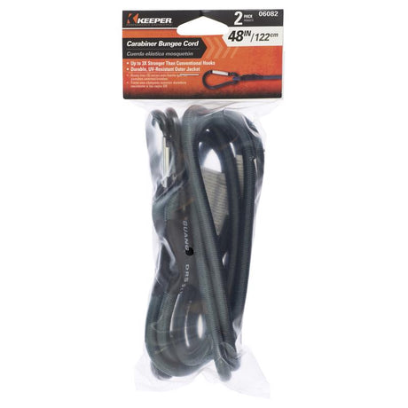 Keeper Gray Carabiner Style Bungee Cord 48 in. L X 0.315 in. 2 pk