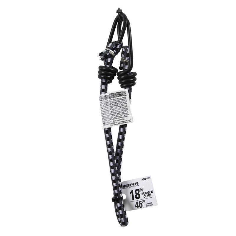 Keeper Black/White Bungee Cord 18 in. L X 0.315 in. 1 pk, Pack of 10