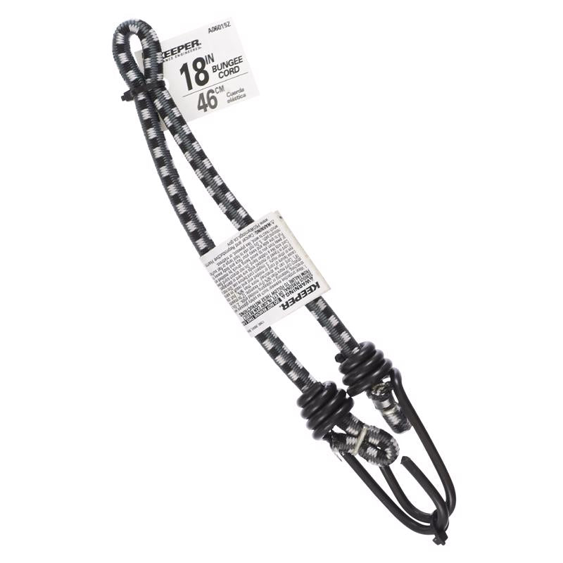 Keeper Black/White Bungee Cord 18 in. L X 0.315 in. 1 pk, Pack of 10