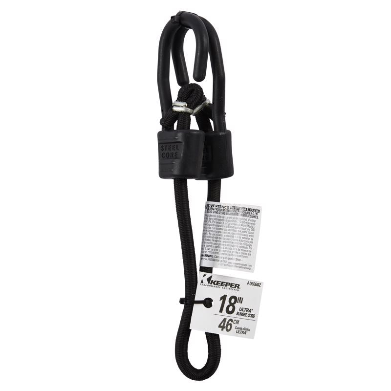 Keeper Black Bungee Cord 18 in. L X 0.315 in. 1 pk, Pack of 10