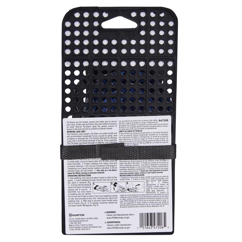 Keeper 1.25 in. W X 14 ft. L Gray Ratchet Tie Down Strap 1000 lb 1 pk