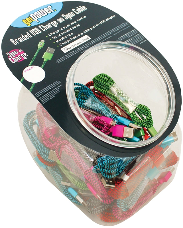 GetPower CWP-USBBOWL-BRL USB Charging and Sync Cable, 3 ft L, Suitable for: iPhones, iPads and iPods