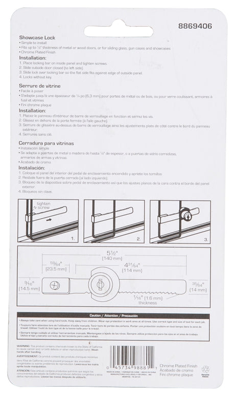 ProSource 6298343-3L Showcase Lock, Keyed Lock, Metal
