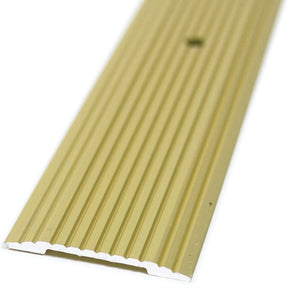 M-D 79012 Seam Binder, 36 in L, 1-1/4 in W, Fluted Surface, Aluminum, Satin Brass