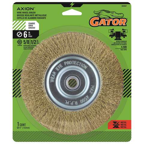 Gator 6 in. Coarse Crimped Wire Wheel Brush Brass Coated Steel 4500 rpm 1 pc