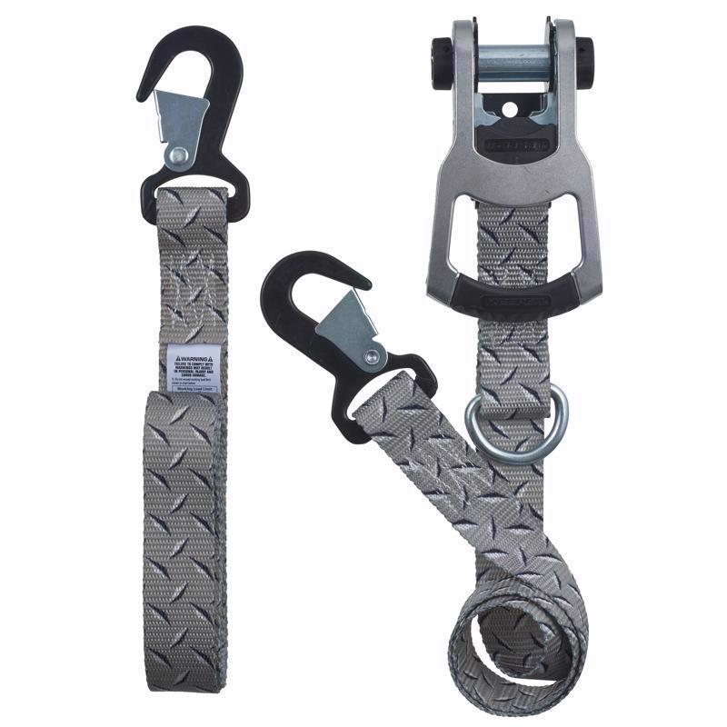 Keeper 1.25 in. W X 8 ft. L Gray Tie Down w/Ratchet 1000 lb 2 pk