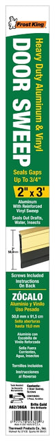 Frost King A62/36GAH Door Sweep, 36 in L, 2 in W, Aluminum Flange, Vinyl Insert