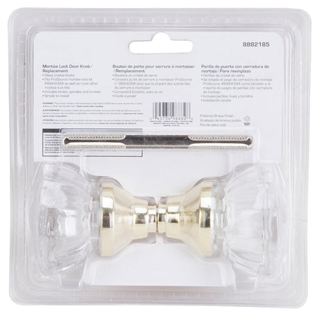 ProSource 7296510-3L Door Knob Set, Crystal Glass