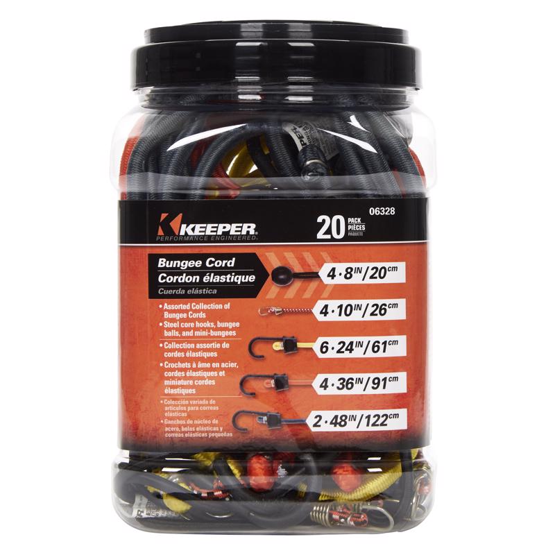 Keeper Assorted Bungee Cord Set 8 in. L X 0.315 in. 20 pk
