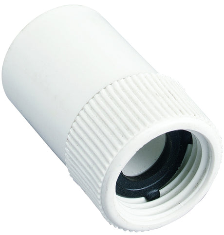 Orbit 53360 Hose-To-Pipe Adapter, 3/4 x 3/4 in, Slip Joint x FHT, PVC, White