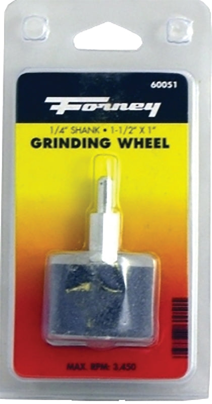 Forney 60051 Cylindrical Grinding Wheel, 1-1/2 in Dia, 1/4 in Arbor/Shank, 60 Grit, Medium, Aluminum Oxide Abrasive