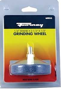 Forney 60055 Grinding Wheel, 1/2 x 2-1/2 in Dia, 1/4 in Arbor/Shank, 60 Grit, Coarse, Aluminum Oxide Abrasive