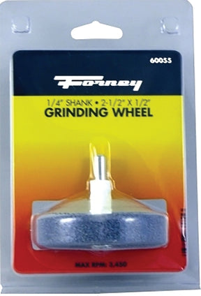 Forney 60055 Grinding Wheel, 2-1/2 in Dia, 1/4 in Arbor/Shank, 60 Grit, Medium, Aluminum Oxide Abrasive