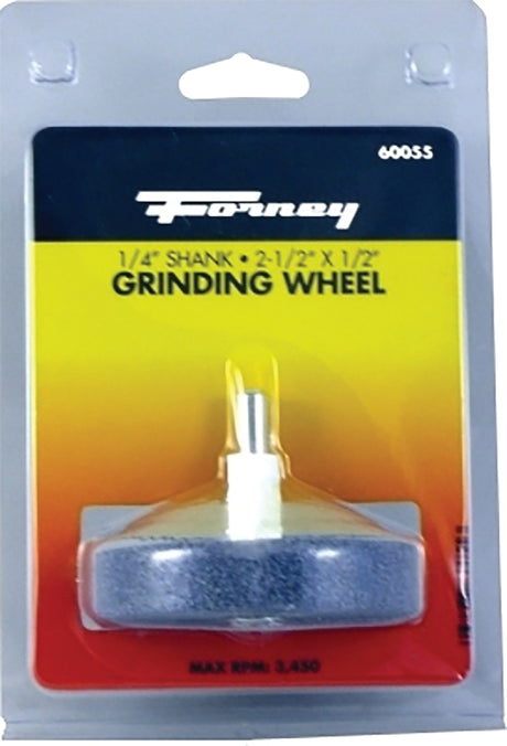 Forney 60055 Grinding Wheel, 2-1/2 in Dia, 1/4 in Arbor/Shank, 60 Grit, Medium, Aluminum Oxide Abrasive