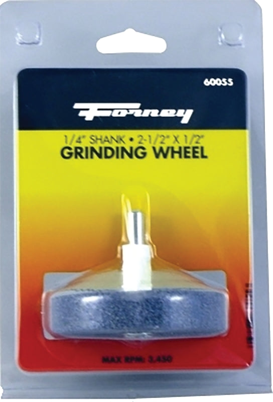 Forney 60055 Grinding Wheel, 2-1/2 in Dia, 1/4 in Arbor/Shank, 60 Grit, Medium, Aluminum Oxide Abrasive