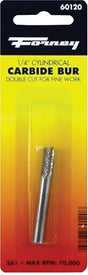 Forney 60120 Burr, 1/4 in Dia Cutting, 1/4 in Shank, 2 in L, Cylinder Shank, Tungsten Carbide Cutting Edge
