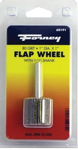 Forney 60191 Flap Wheel, 1 in Dia, 1 in Thick, 1/4 in Arbor, 80 Grit, Aluminum Oxide Abrasive