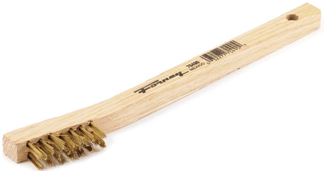 Forney 70490 Scratch Brush, Brass Bristle, 0.006 in L Trim, Wood Handle, 7-3/4 in L Handle