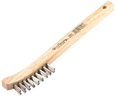 Forney 70503 Scratch Brush, Stainless Steel Bristle, 0.006 in L Trim, Wood Handle, Curved Handle