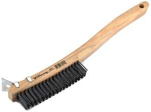 Forney 70511 Scratch Brush with Scraper, 0.014 in L Trim, Carbon Steel Bristle, 13-11/16 in OAL