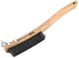Forney 70511 Scratch Brush with Scraper, 0.014 in L Trim, Carbon Steel Bristle, 13-11/16 in OAL