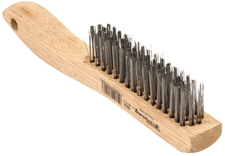 Forney 70520 Scratch Brush, Stainless Steel Bristle, 0.014 in L Trim, Wood Handle, Shoe Handle
