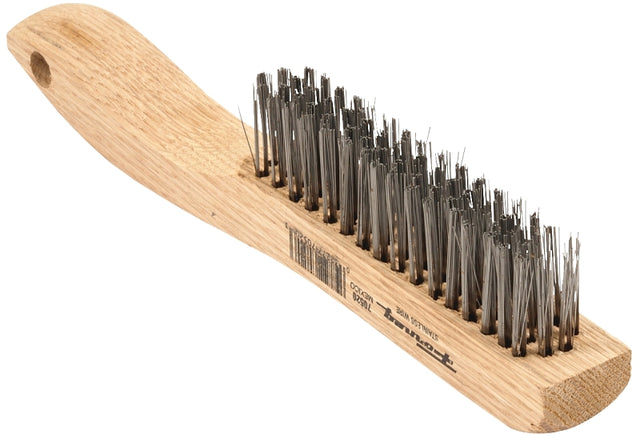 Forney 70520 Scratch Brush, Stainless Steel Bristle, 0.014 in L Trim, Wood Handle, Shoe Handle