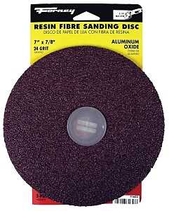 Forney 71653 Sanding Disc, 7 in Dia, 7/8 in Arbor, Coated, 24 Grit, Extra Coarse, Aluminum Oxide Abrasive