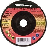 Forney 71876 Grinding Wheel, 4 in Dia, 1/4 in Thick, 5/8 in Arbor, 24 Grit, Coarse, Aluminum Oxide Abrasive